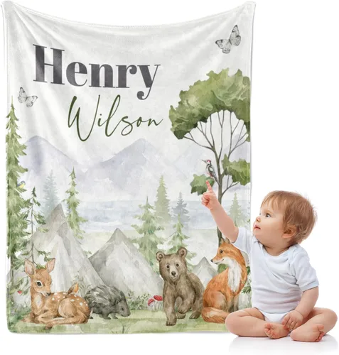 Miniatura 24 de J&SBGFT Manta de bebé personalizada para niños, personalizada con nombre, manta de recepción para niños pequeños, niños, cuna, cochecito, decoración
