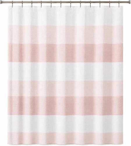 Miniatura 9 de Dainty Home Cortina de ducha de tejido Waffle en degradado azul agua - 70" x 72" - Cortina de ducha de mezcla de poliéster resistente al agua - La