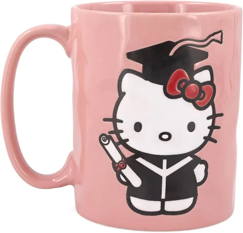 Miniatura 29 de Silver Buffalo Sanrio Hello Kitty - Taza de cerámica con lunares rojos y blancos, 20 onzas Hello Kitty lunares rojos y blancos