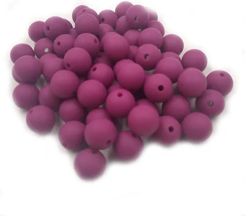 Miniatura 26 de Cuentas de perlas de silicona focales para bolígrafo, 100 cuentas redondas de silicona sueltas de 0.59 pulgadas a granel para llavero, mamá mujer