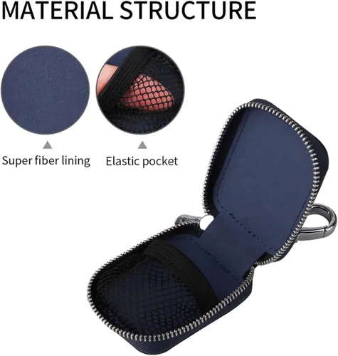 Miniatura 4 de Funda portátil de piel sintética para auriculares compatible con Airpods 4 con llavero de bolsillo de malla, bolsa de almacenamiento de auriculares
