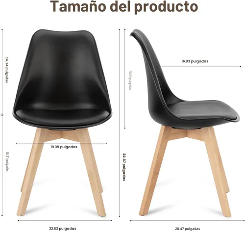 Miniatura 3 de OLIXIS Juego de 4 sillas de comedor de cocina modernas de mediados de siglo con patas de madera y cojín de cuero PU para sala de estar, dormitorio