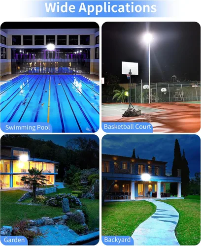 Miniatura 9 de Luz de inundación LED de 120 W para exteriores con enchufe, luces de seguridad superbrillantes de 14400 lm con cable de 5 pies, luz de trabajo LED
