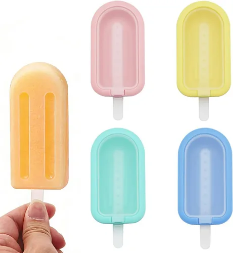 Moldes apilables de silicona para paletas de hielo, paquete de 4 con palos, máquina de paletas de hielo casera reutilizable, diseño sin goteo y sin
