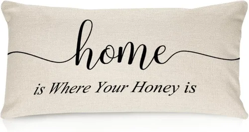 Miniatura 8 de Sweet Dreams - Fundas de almohada lumbar de lino y algodón de 12 x 18 pulgadas, funda de almohada rectangular decorativa de granja, divertida