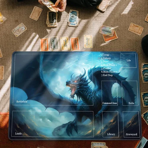 Miniatura 4 de Tapete de juego para MTG Playmat con zonas, 24 x 14 pulgadas, tapete de juego TCG ideal para MTG Playmat Game Trading Board, impresión original