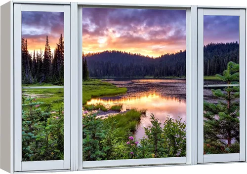 Miniatura 48 de Cuadro decorativo con diseño de ventana moderna blanca con vista, de la marca Wall26®