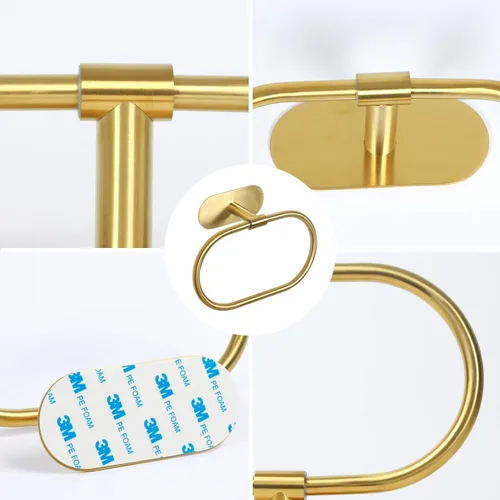 Miniatura 3 de HouseAid Toallero autoadhesivo para baño, soporte para toallas de mano adhesivo de acero inoxidable, sin perforaciones, moderno colgador de toallas
