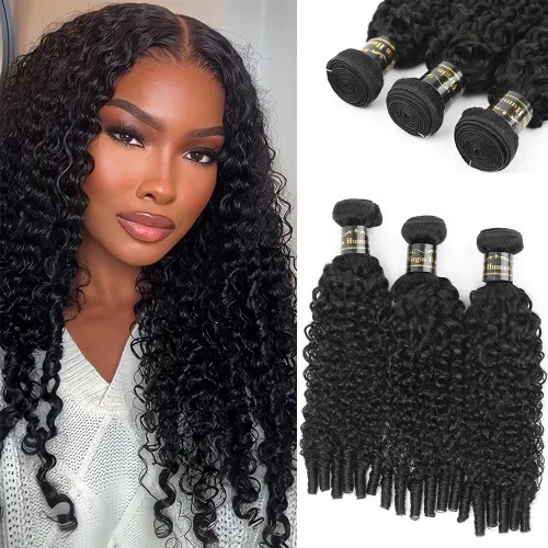 Miniatura 16 de Amella Hair Paquetes de Cabello Humano Brasileño Rizado con Cierre Grado 8A Virgen Sin Procesar Paquetes de Tejido de Cabello Brasileño con Cierre