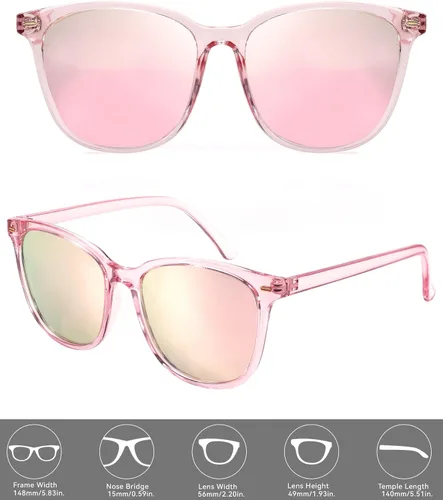Miniatura 33 de FIMILU Paquete de 2 lentes de sol polarizados para mujer, lentes de protección UV400, montura grande, lentes de moda, elegantes