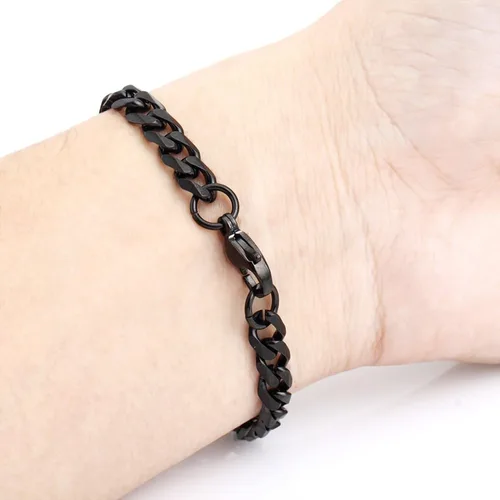 Miniatura 4 de Trendsmax Cadena de eslabones cubanos de acero inoxidable de 0.276 in para hombre y mujer, color dorado, plateado, negro, 7 a 11 pulgadas, Metal