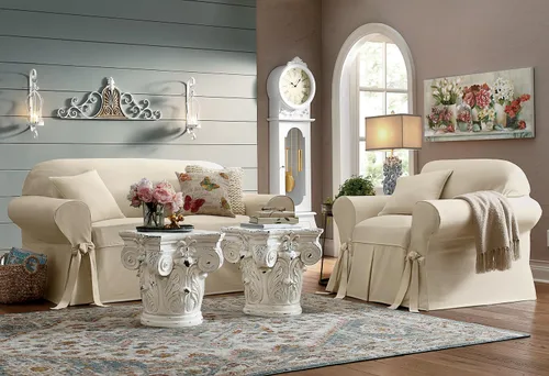 Miniatura 2 de Montgomery Ward Solid Farmhouse Slipcovers - Furniture Cover, 100% Cotton, Living Room Décor, Chair, Goldenrod, up to 34" w