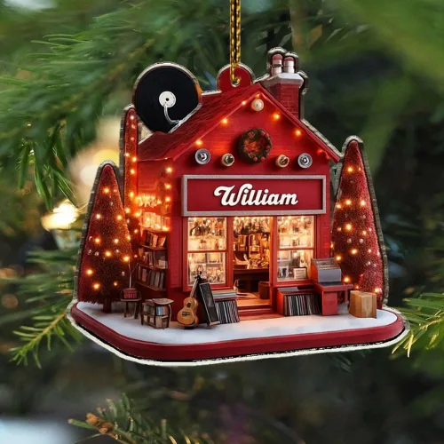 Miniatura 18 de Adorno de Disco de Vinilo Retro Personalizado 2025, Adorno de Músico Personalizado para Amantes de la Música, Decoración de Árbol de Navidad