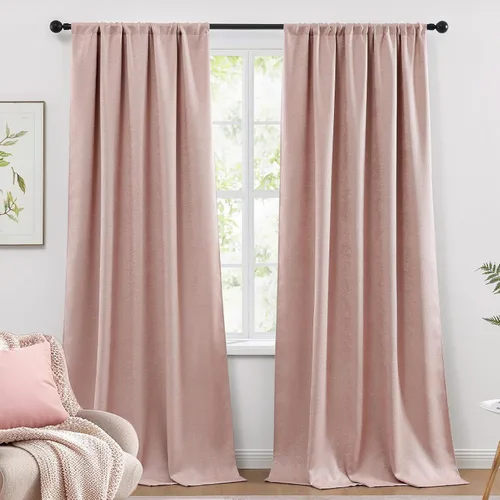 Miniatura 30 de WRENSONGE Cortinas opacas para dormitorio, cortinas opacas negras de 63 pulgadas de largo para sala de estar, ventanas, cocina, habitación, cortinas