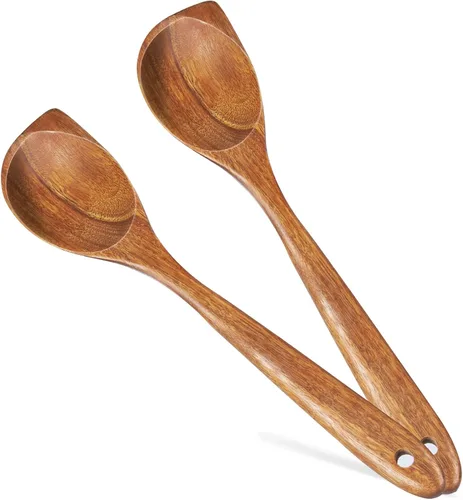 Miniatura 9 de Paquete de 2 Spurtle de madera para masa madre, mezcla, alcanzar el fondo del frasco, batidor de masa, espátula de frasco de mango largo