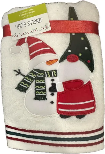 Miniatura 3 de Jingles & Joy Juego de 2 toallas de mano de Navidad (perro con luces de Navidad (rojo))