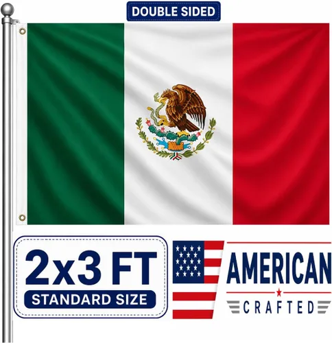 Miniatura 10 de Bandera de México de 3 x 5 para exteriores, doble cara, resistente, 3 capas, banderas nacionales mexicanas, banderas súper duraderas, 4 filas