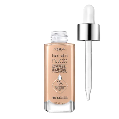 Miniatura 9 de L'Oreal Paris True Match Nude Hyaluronic Tinted Serum Foundation con 1% de ácido hialurónico, mediano 4-5, 1 onza líquida Medium 36-38