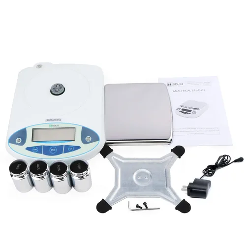 Miniatura 7 de U.S. Solid Balanza analítica de precisión digital 35.27 oz x 0.00 oz, báscula electrónica de alta precisión para laboratorio, joyería, uso industrial