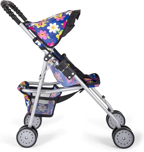 Miniatura 5 de Cochecito de muñeca de bebé con diseño de flores y juego de alimentación que desaparece