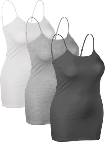 Miniatura 164 de Emmalise Camisola larga casual básica para mujer, con tirantes ajustables, top en capas