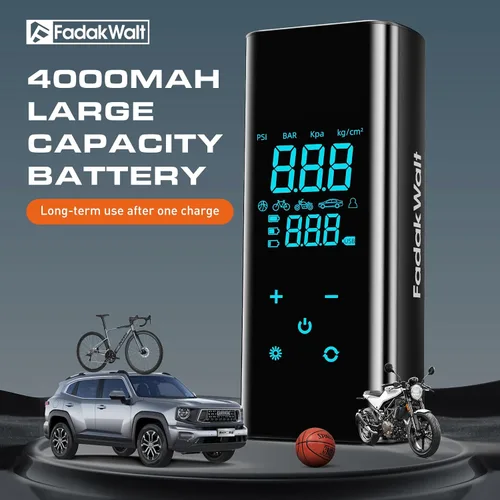 Miniatura 8 de FADAKWALT Inflador de neumáticos, compresor de aire portátil, bomba de aire inalámbrica de 150 PSI para neumáticos de automóvil con pantalla táctil