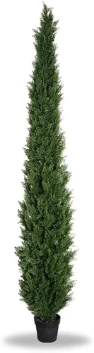Árbol de cedro artificial de hoja perenne premaceado de 8 pies para decoración de porche delantero, decoración de entrada al aire libre, árboles