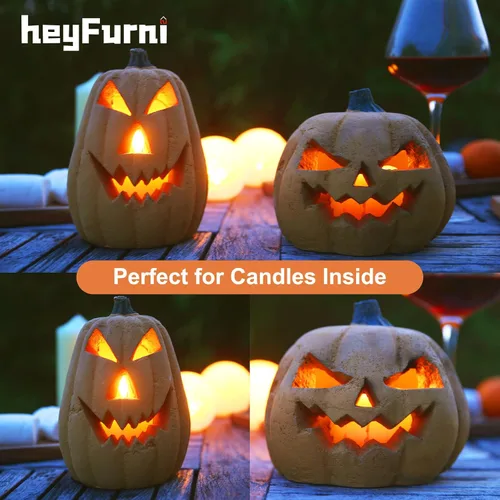Miniatura 7 de heyfurni Tronco de calabaza de cerámica ignífugo para hoguera, fogata, chimenea, hoguera, decoración de Halloween, para fuegos de propano, gel
