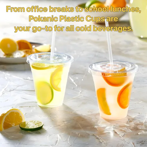 Miniatura 7 de Plastic Clear Cups [12 oz] with Lids and Straws [10 Set] Disposable Cold Beverage Drinking Iced Coffee Water Juice Tea Party Travel Cafe School