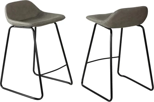 Miniatura 13 de Cortesi Home Ava - Taburetes de piel sintética color negro carbón (juego de 2)