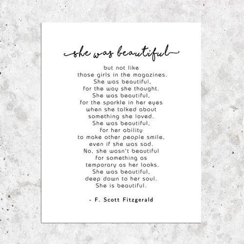 Miniatura 6 de TSDTUO Cartel de She Was Beautiful Girls, decoración de guardería, cita de amor, decoración de dormitorio, impresiones inspiradoras de 8 x 10