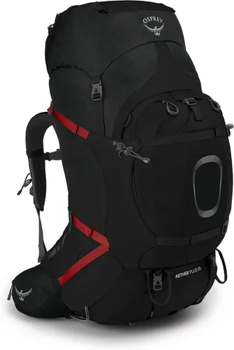 Osprey Aether Plus 85L Mochila de mochilero para hombre, color negro, S/M