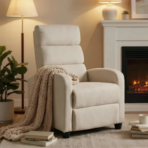 Miniatura 15 de Furnimart Small Manual Recliner Chair for Compact Spaces, Overstuffed Chenille, Chunky Cushion, Comfortable Single Sofa Recliner for Adults, Ideal
