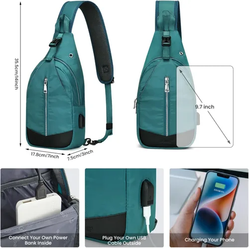 Miniatura 3 de G4Free Bolso bandolera con bloqueo RFID, mochila pequeña para el pecho, con puerto USB para hombres y mujeres