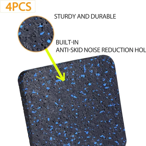 Miniatura 5 de Almohadillas para cinta de correr, tapete para equipo de ejercicio con goma de alta densidad para proteger suelos de 3.94 x 3.94 x 0.5 pulgadas