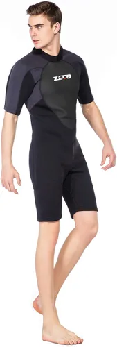 Miniatura 4 de ZCCO - Traje de neopreno premium para hombre, 1.5/3 mm, cremallera en la espalda, corto, para pesca submarina, snorkel, surf, canotaje, traje