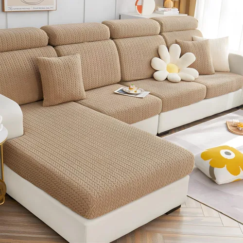 Miniatura 14 de Fundas elásticas para sofá modular en forma de L, con textura de oreja de trigo, fundas para sofá reclinable, protector de muebles antideslizante