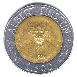 Miniatura 2 de Moneda Bimetálica 500 Liras San Marino 1984 KM#167 - Albert Einstein