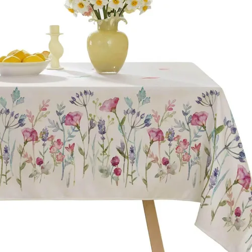 Miniatura 9 de SASTYBALE - Mantel floral de verano, rectangular de 52 x 70 pulgadas, estampado de flores coloridas, mantel impermeable para exteriores, a prueba