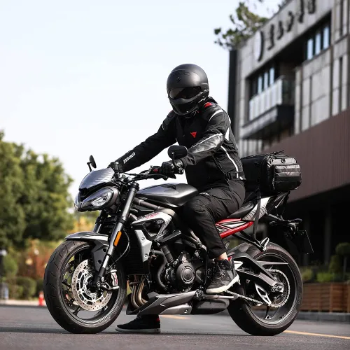 Miniatura 8 de Rhinowalk Bolsa para sillín de motocicleta, bolsa trasera de motocicleta, impermeable, expandible, bolsa de viaje para deportes motorizados