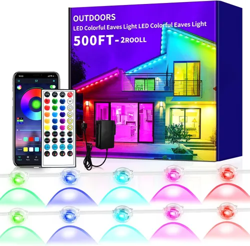 Miniatura 12 de Luces permanentes para exteriores de 200 pies para casa, impermeables, luces LED RGB inteligentes, luces permanentes para exteriores