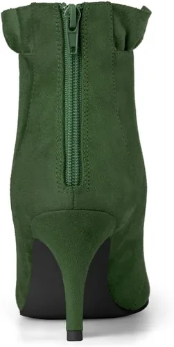 Miniatura 3 de Allegra K Botines con volantes y tacón de aguja puntiagudo para mujer