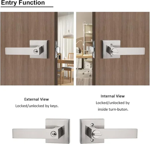 Miniatura 4 de Probrico - Paquete de 6 manijas de puerta para entrada de dormitorio interior, perillas de puerta con cerradura de una llave, entrada con llaves