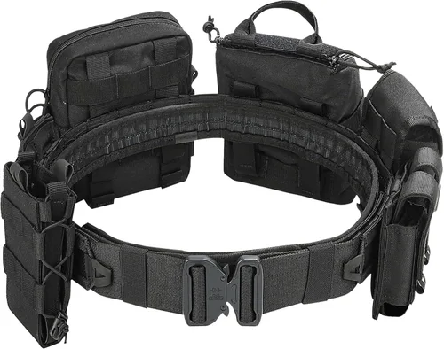 YAKEDA Molle - Cinturón de batalla con accesorios – Cinturón táctico de combate Airsoft resistente (8 piezas)