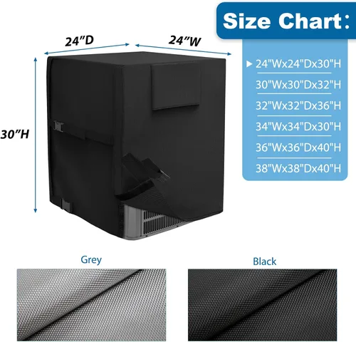 Miniatura 2 de AKEfit Cubierta de Aire Acondicionado para Exterior, Impermeable de Servicio Pesado, Defensor de AC con Tela Oxford Duradera, Protector de AC Negro