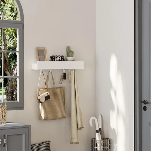 Miniatura 10 de REKITA Organizador de estante de ducha sin perforación, 40cm de acero inoxidable para almacenamiento en el baño con 4 ganchos removibles, estante
