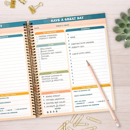 Miniatura 2 de Agenda diaria sin fecha de 8.5 x 11 pulgadas, cuaderno de lista de tareas, diario de seguimiento de hábitos, planificador A4 de tapa dura grande