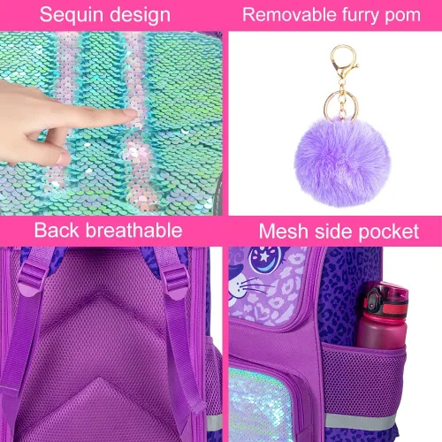 Miniatura 42 de KLFVB Mochila de 3 piezas para niñas y niños, bolsa de libros de dinosaurio de unicornio de 15 pulgadas con lonchera, bolsa escolar preescolar
