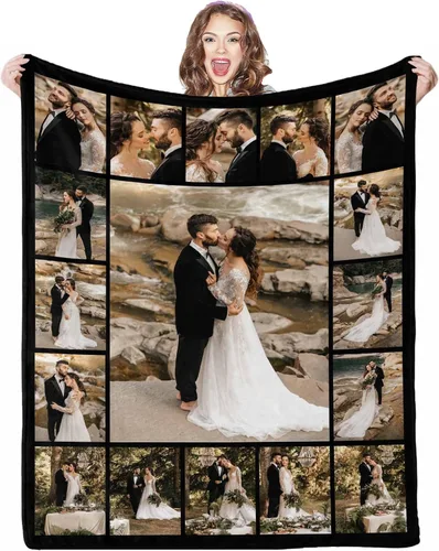 Miniatura 12 de Manta de fotos personalizada, 4 fotos, mantas personalizadas para mamá, abuela, esposa, mujeres de hija, hijo, marido, 8 tamaños 4 Fotos-1
