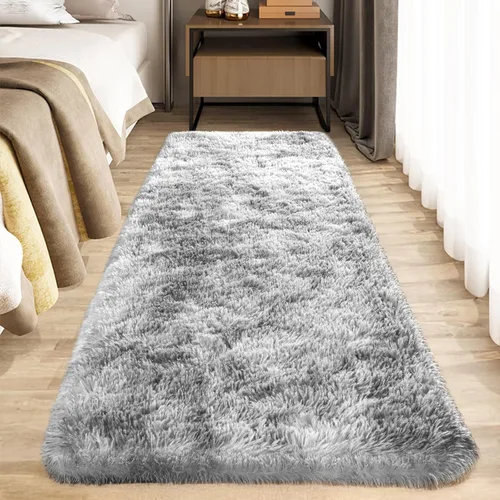 Miniatura 32 de Zentavio Alfombras de área para sala de estar, alfombras grises para dormitorio, alfombra de 4 x 6, alfombra mullida, peluda y suave, shag estética